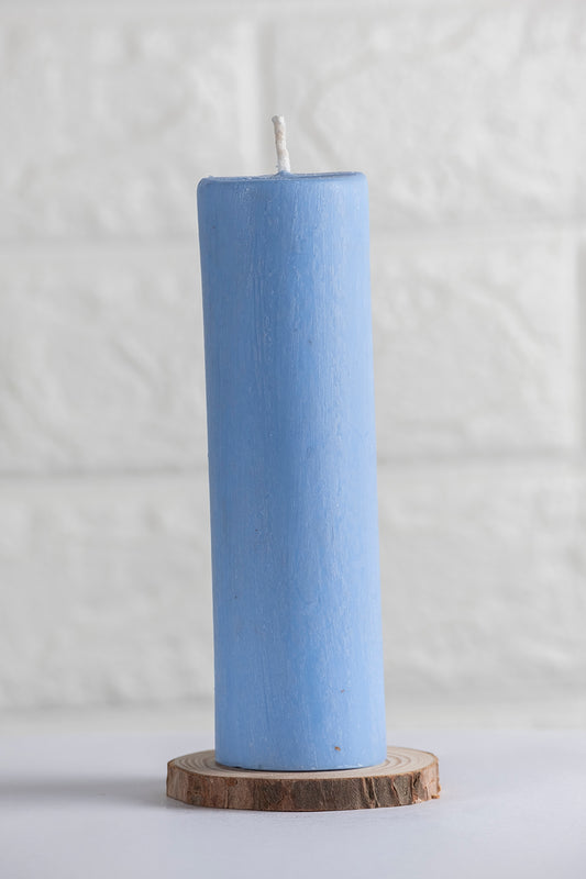 Vela de Pilar de cera vegetal color azul